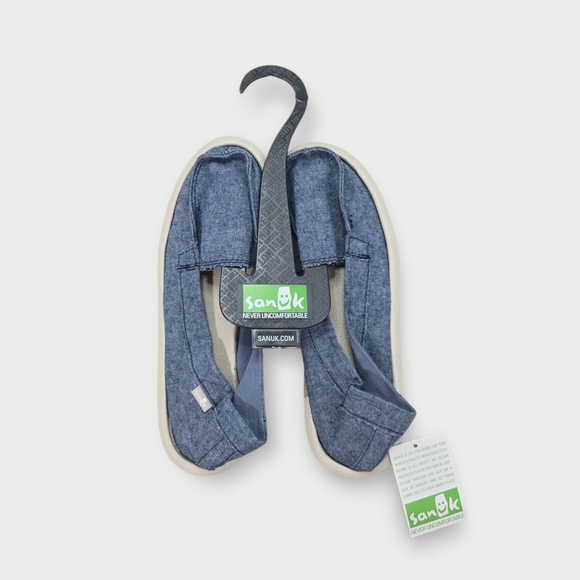 Sanuk Women's Shorty TX Fashion Slate Blue Chambray Slip-On Loafers Shoes Sz 6 - Picture 5 of 9